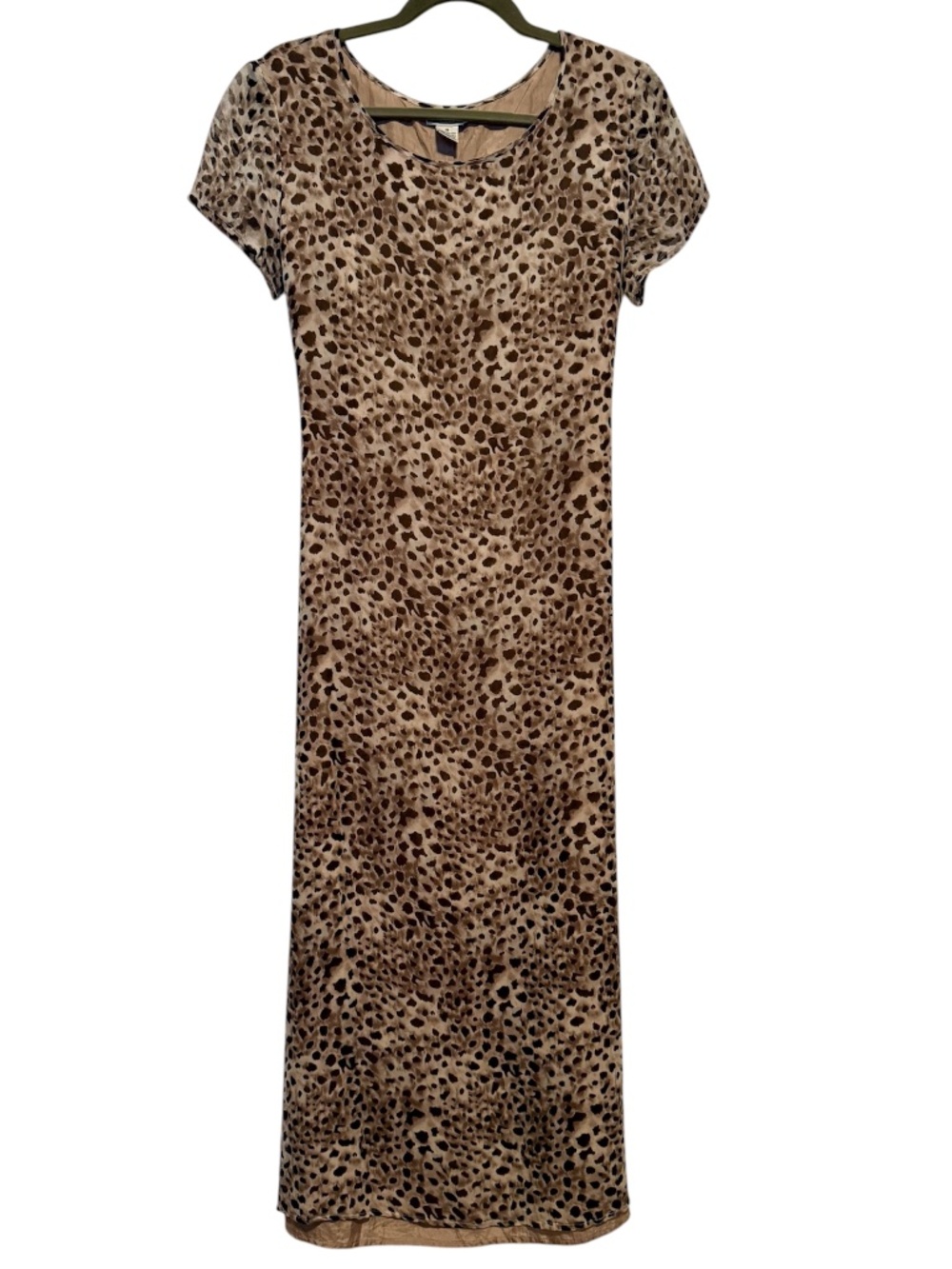 Vintage Robbie Bee 100% Silk Leopard Maxi Dress Size 10